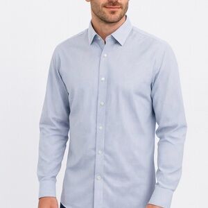 J.Crew Flex Wrinkle-Free Slim Fit Dress Shirt Men’s Size L (16-16.5) Blue Check